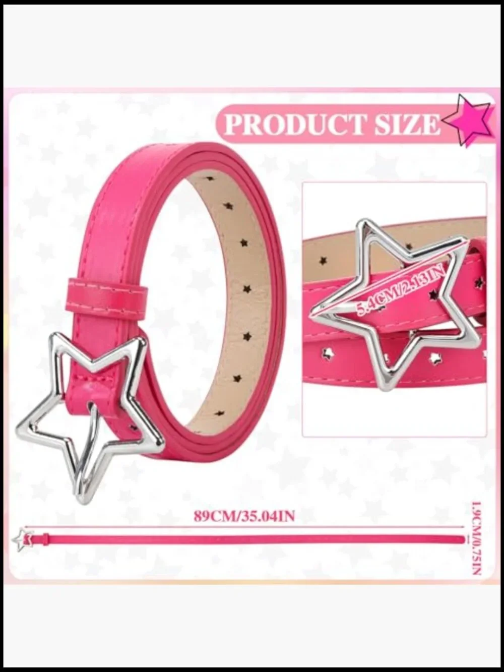 3pc Retro Y2k Star Waist Belt Set Goth Punk Rock Fashion Adjustable Faux Leather